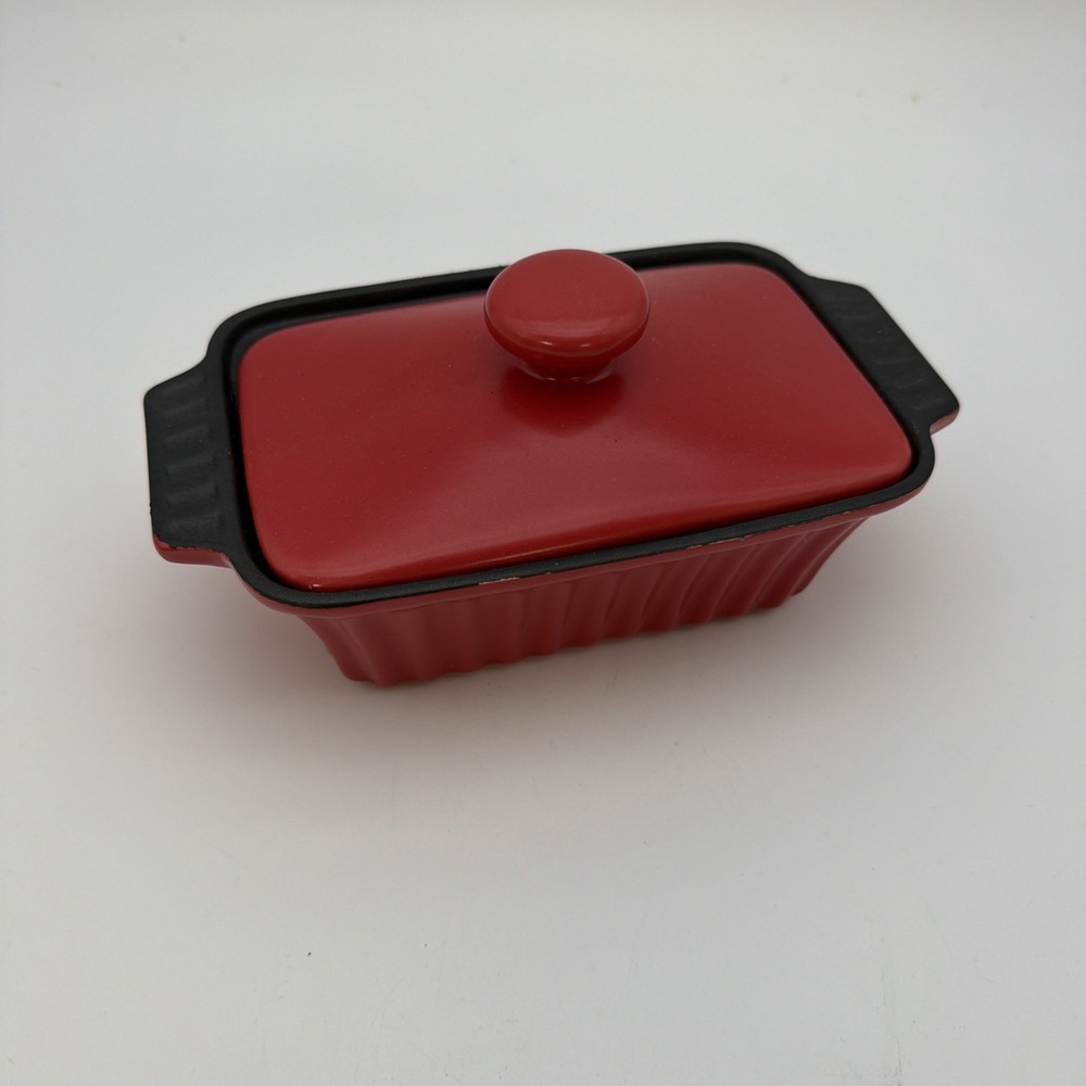 CROCK-POT NON STICK STONEWARE CASSEROLE DISH w/Lid - Red